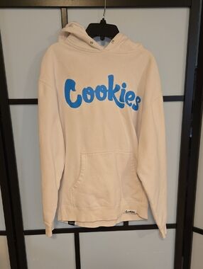 Cookies White Hoodie with Blue Logo